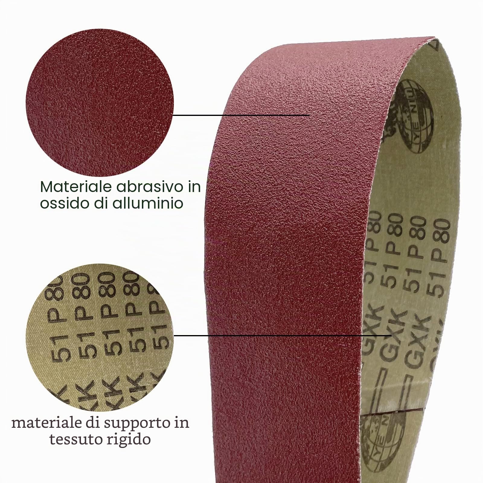Nastri Abrasivi, 75 x 533 mm Set di Nastri Abrasivi Ciascuno 3 x Grana 80/120/150/240/400 per Levigatrice a Nastro Stazionaria, Levigatrice, Levigatrice a Disco a Nastro(15 Pezzi)