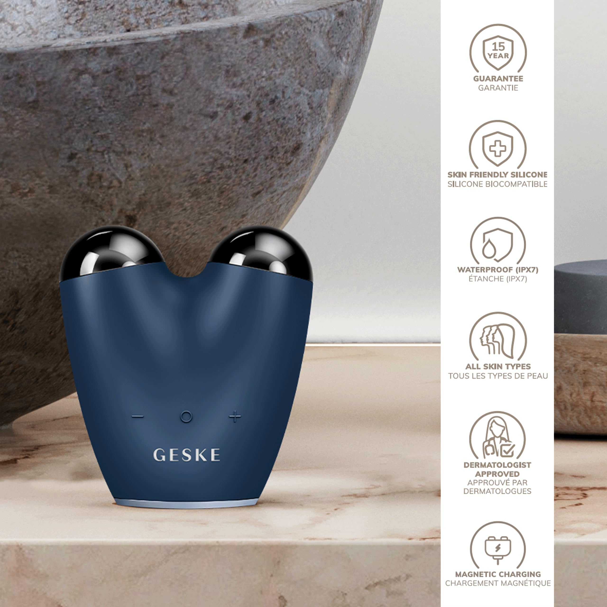 GESKE | Dispositivo lifting viso a microcorrente SmartAppGuided™ | 6 in 1 | Lifting facciale | Strumenti per la cura della pelle | Dispositivo anti-età | Microcorrente anti-rughe