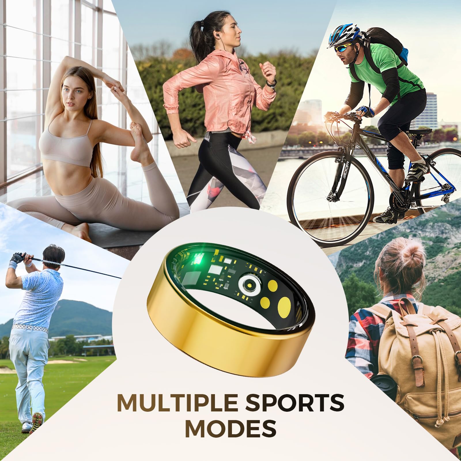 Fervidus Anillo inteligente de salud para mujeres y hombres, rastreador de fitness con frecuencia cardíaca, oxígeno en sangre, presión arterial, monitoreo del sueño, contador de pasos, impermeable