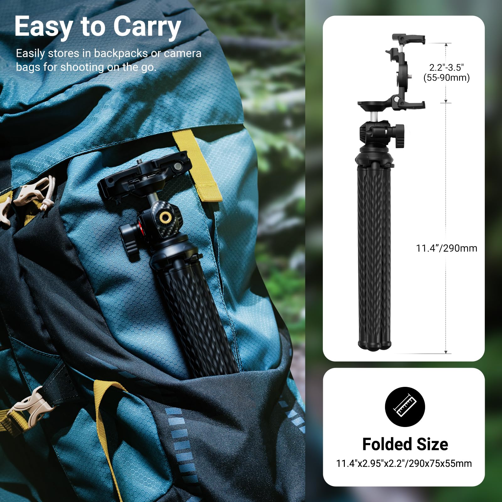 NEEWER Elastyczny statyw do telefonu, mały mini kamera internetowa, stojak na biurko, ukryty uchwyt na telefon komórkowy i adapter do montażu kamery sportowej kompatybilny z iPhone GoPro DJI Insta360