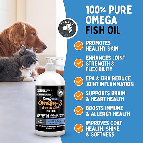 Miniatura 2 de Aceite de pescado 100% puro, con omega 3, 6 y 9 para perros y gatos, 32 onza