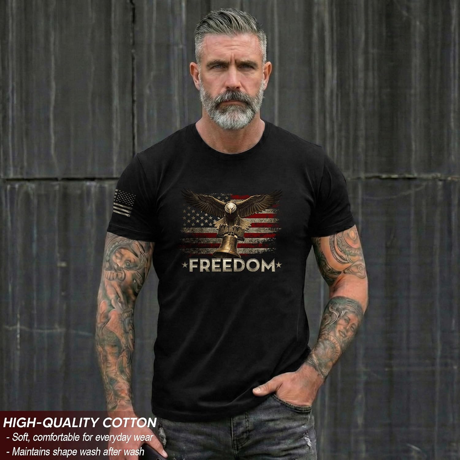 Freedom Shirts for Men, Mens Graphic T Shirts, Patriotic Freedom Shirt, American Flag Shirt