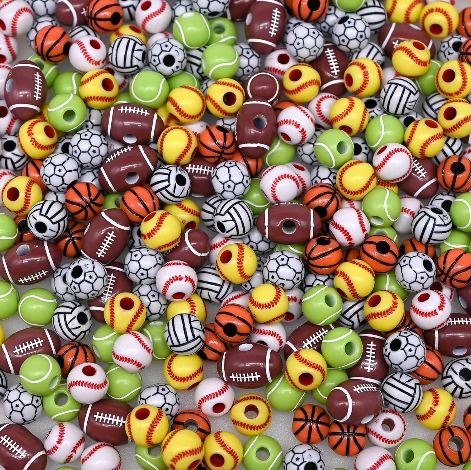 200g+ Mixed Sports Beads for Jewelry Making Bracelet Keychain Necklace