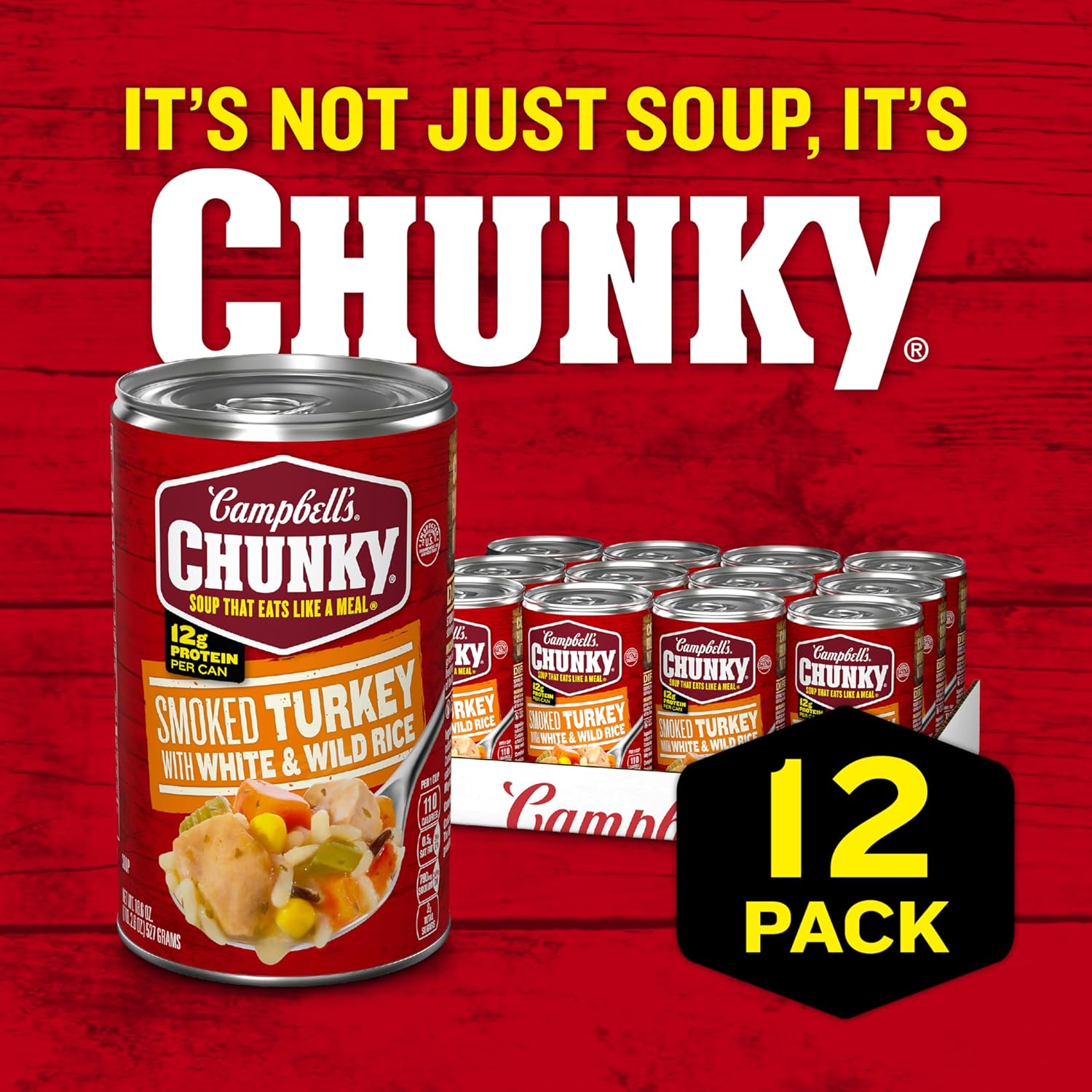 Campbells Chunky Soup, Smoked Turkey With White And Wild Rice Soup, 18.6 Ounce Can (Case Of 12)