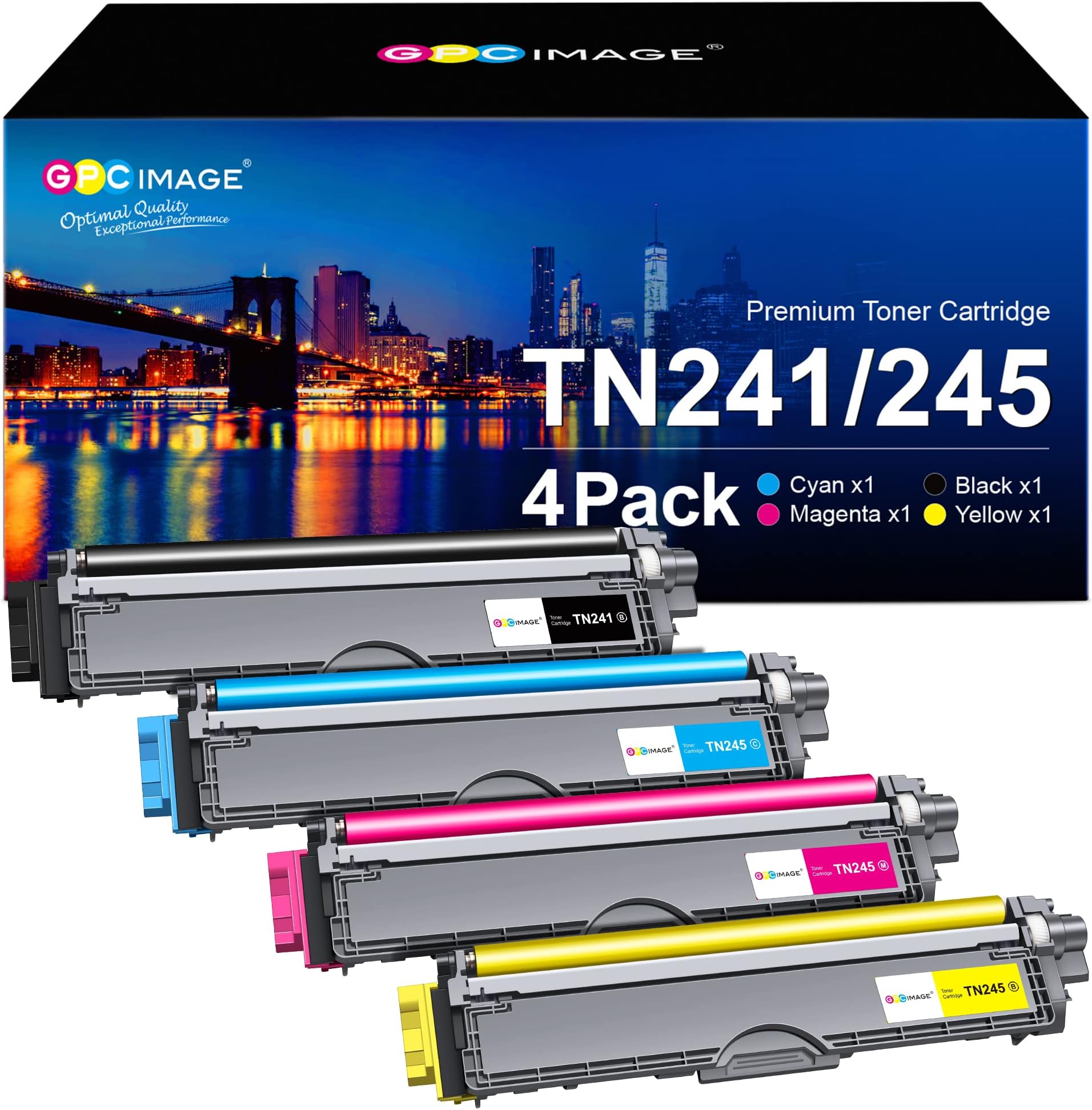 TN241 TN245 Toner Cartridges Compatible for Brother TN241 TN245 TN-241 TN-245 Toner Cartridges for HL-3140CW HL-3150CW HL-3170CW DCP-9015CDW DCP-9020CDW MFC-9330CDW (Black Cyan Magenta Yellow, 4-Pack)