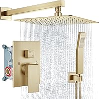 Vista 27 de Aolemi Juego de Grifo de Ducha Sistema de Ducha de Lluvia con Aspersor de Mano Juego de Ducha de Baño Válvula de Instalación y Kit de Molduras