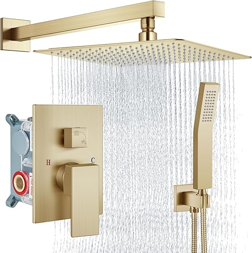 Miniatura 27 de Aolemi Juego de Grifo de Ducha Sistema de Ducha de Lluvia con Aspersor de Mano Juego de Ducha de Baño Válvula de Instalación y Kit de Molduras