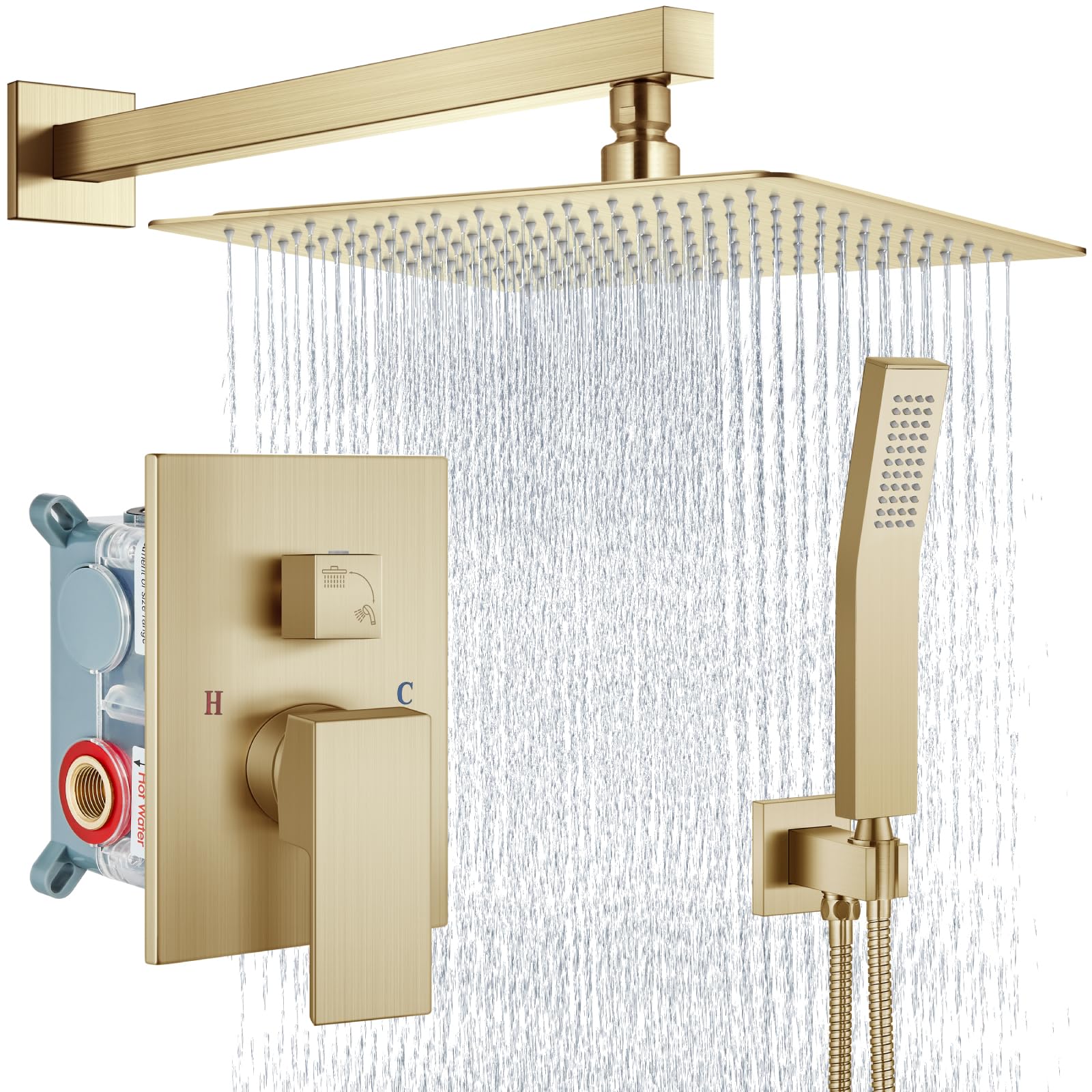 Robinet de douche effet pluie Aolemi avec douchette murale et valve kit