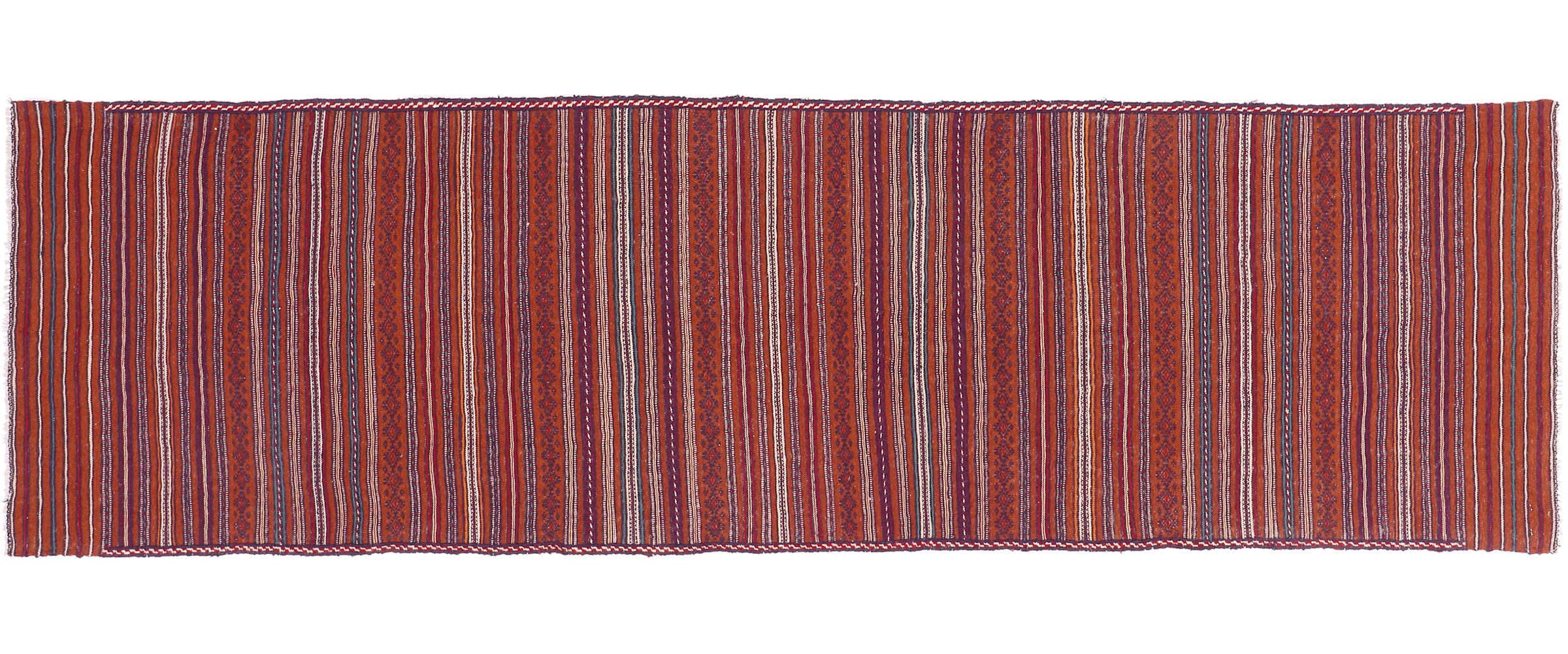 Tapis Handwoven Afghan Kelim Soumakh Ghalmuri de Prestige Marron