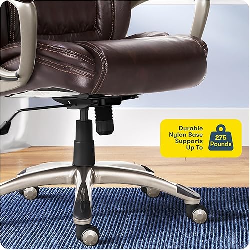 Miniatura 61 de Serta Silla de computadora ergonómica ajustable para oficina ejecutiva con almohadas corporales en capas, borde de asiento de cascada, cuero Blanco