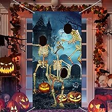 Skeleton Photo Prop Backdrop - Halloween Skull Photography Background, 70.9 x 35.4 Inches