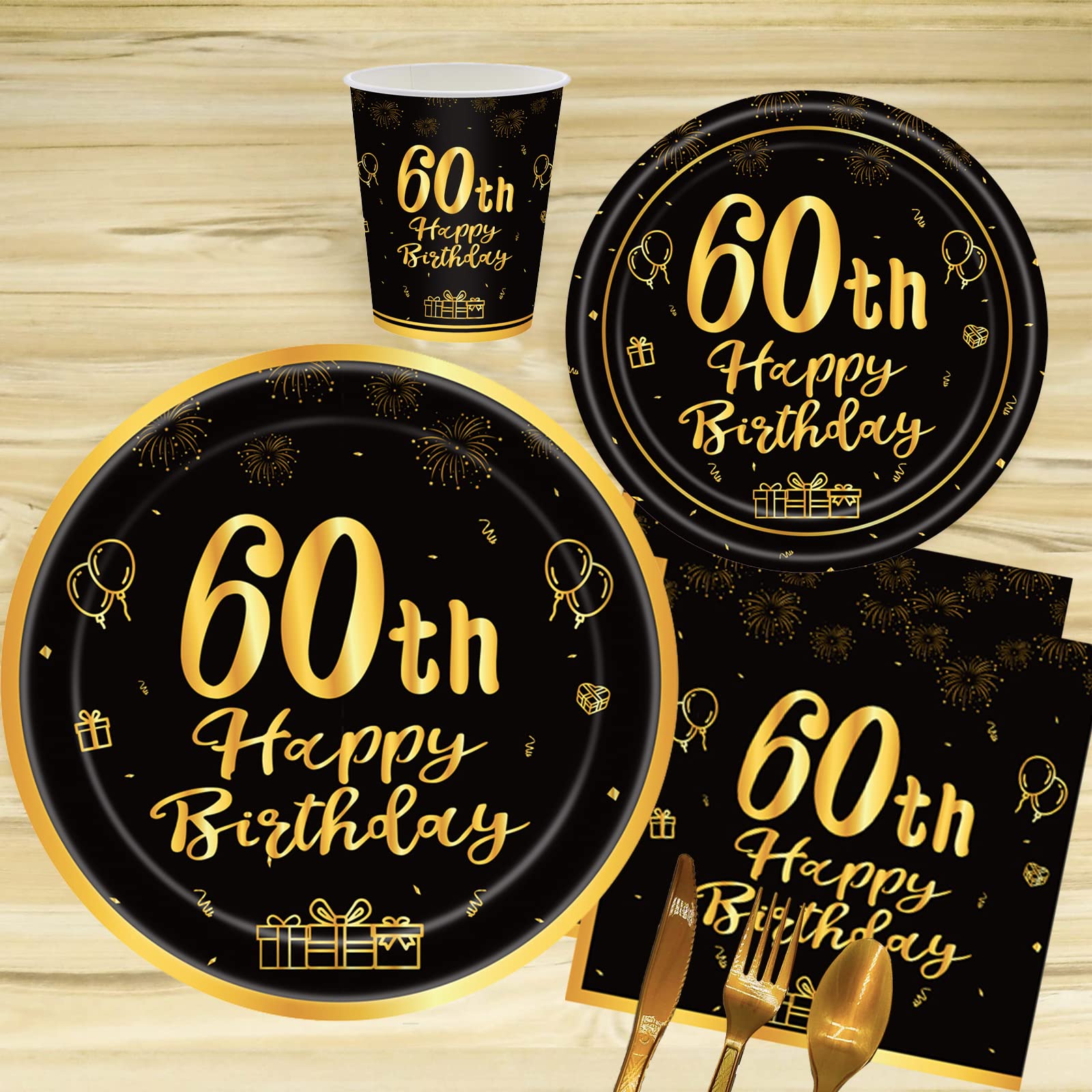 Borden Set OMZSXK 18e Verjaardag Feestservies Voor 16 Gasten - Zwart Goud  Borden, Bekers, Servetten - Happy Birthday Decor Voor Mannen En Vrouwen  Party Decoration, image size:1600x1600