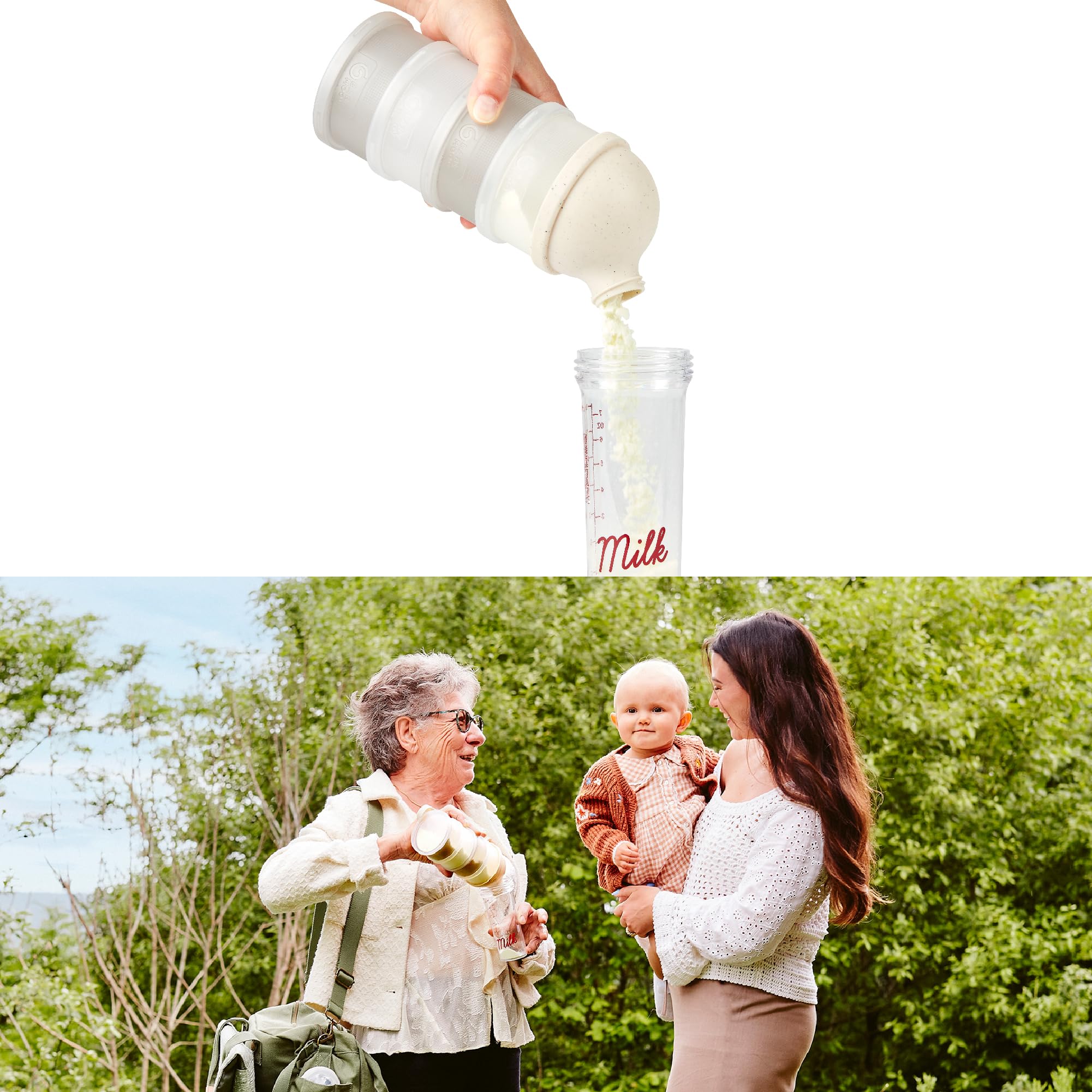 Babymoov Boites de Lait en Poudre Babydoses - Bec Verseur Ergonomique - 4 compartiments Empilables - Hermétiques - Fabriquées en France - Grande Contenance, Beige