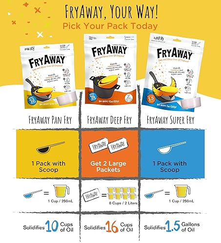 Miniatura 8 de FryAway Super Fry - Polvo solidificador de aceite de cocina, 100% a base de plantas, 1 cuchara = 1 taza de aceite