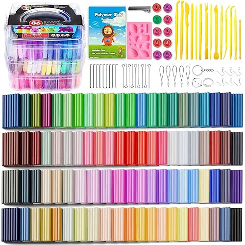 CiaraQ Polymer Clay Starter Kit, Oven Bake Modeling Clay with Sculpting Tools, 86 Colors, 5.31 lbs