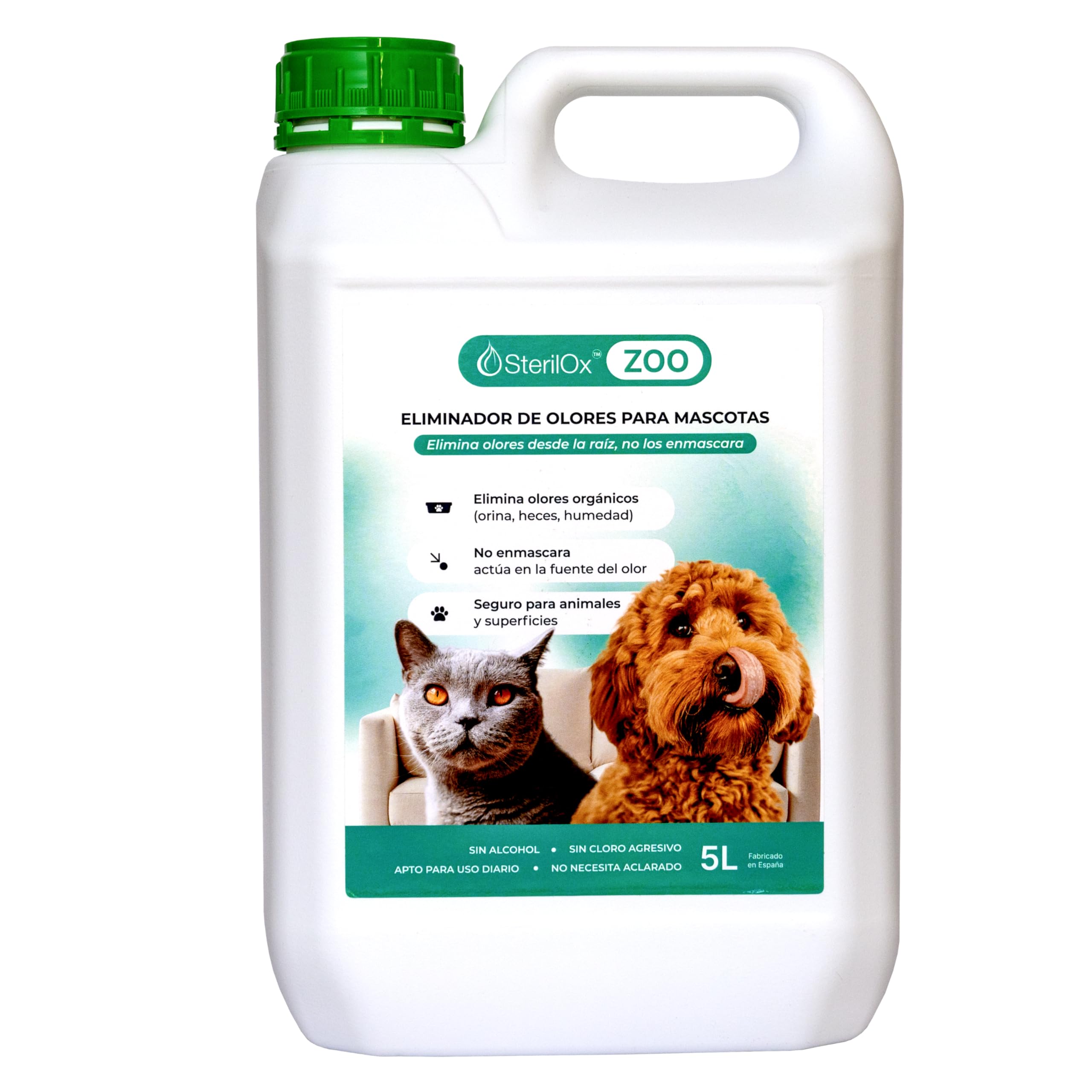 ZOO 5 L Eliminador de Olores para Perros y Gatos Sin Alcohol | Neutraliza olores de orina y mascotas. Apto para fogger y niebla fría.