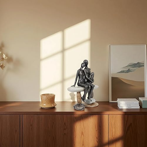 Miniatura 7 de Escultura romántica de pareja Escultura abstracta de pareja en banco de piedra, estatua moderna de decoración del hogar, única para pareja