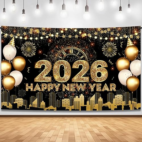 Miniatura 9 de Katchon, Xtralarge - Cartel de feliz año nuevo – 72 x 44 pulgadas | Cartel de feliz año nuevo 2026 para decoraciones de Año Nuevo 2026 | Telón de