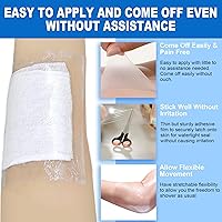 Vista 2 de 25 cubiertas de ducha impermeables para catéter de diálisis (7.8 x 7.8 pulgadas), cubierta adhesiva de ducha de línea PICC, cubierta elástica