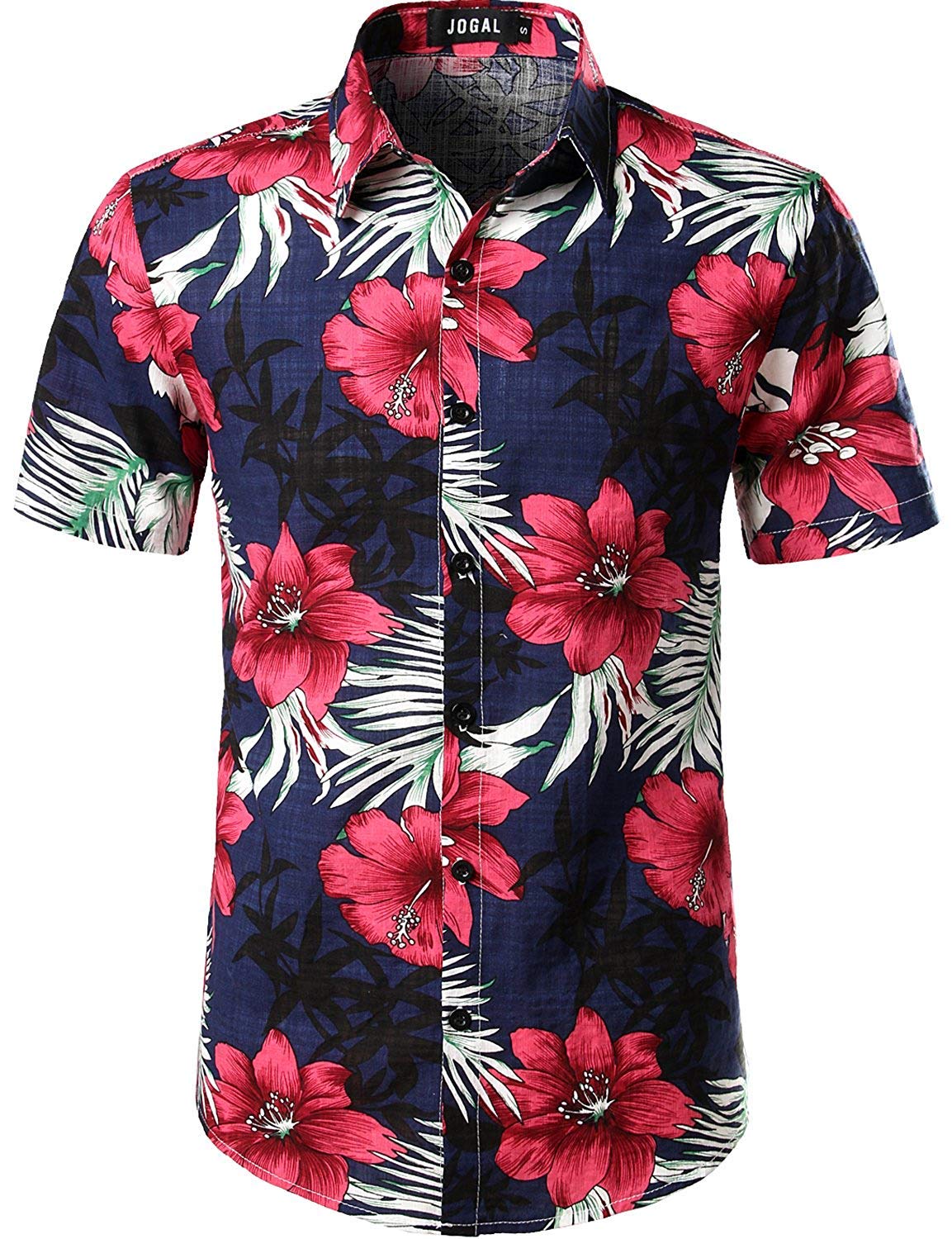 JOGAL Camicia hawaiana da uomo, casual, floreale, a maniche corte