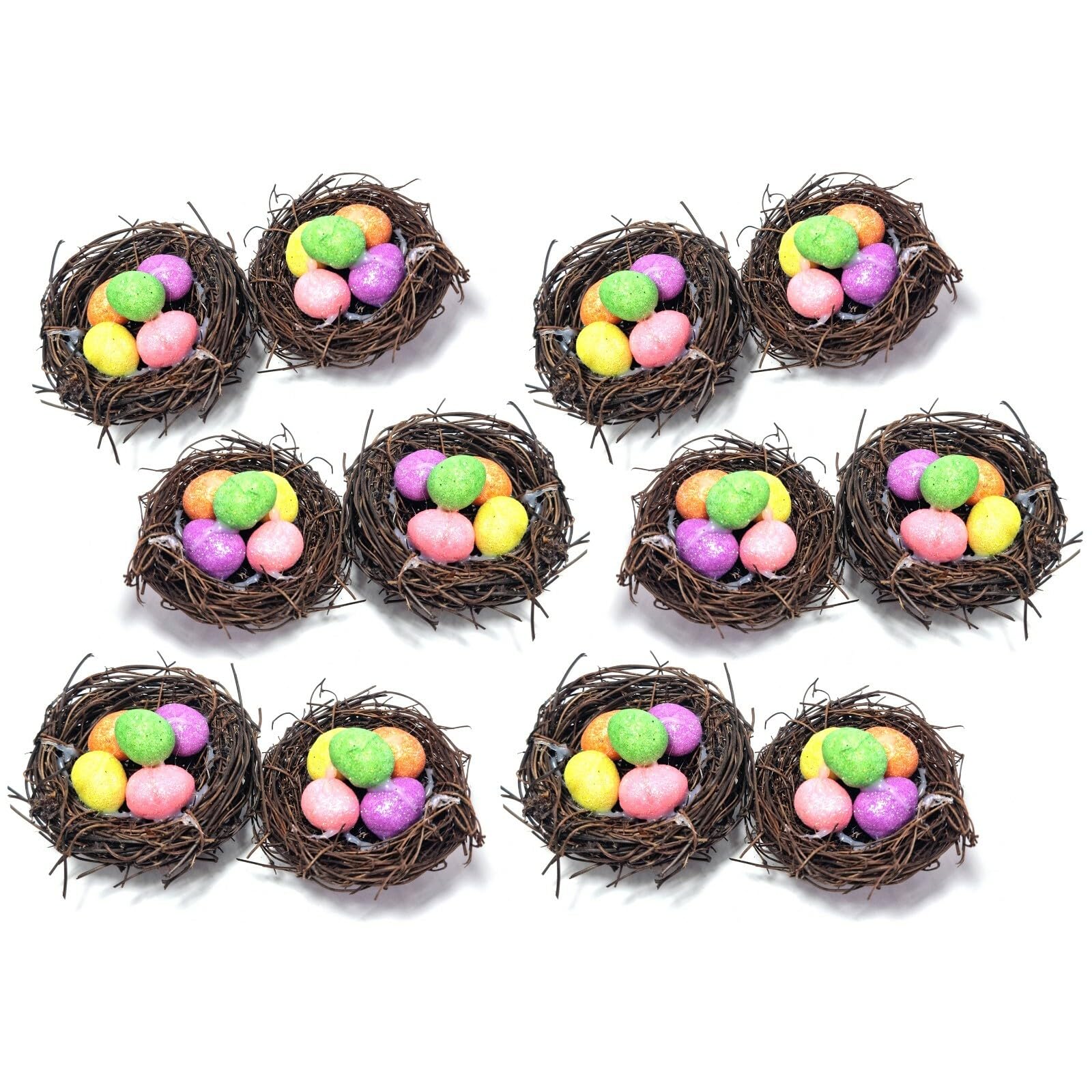 RockParty Multicolour Bobbly Easter Bunny Decorations – Foam Bunny Bonnet Crafts & Spring Display Ornaments- 12 Pack