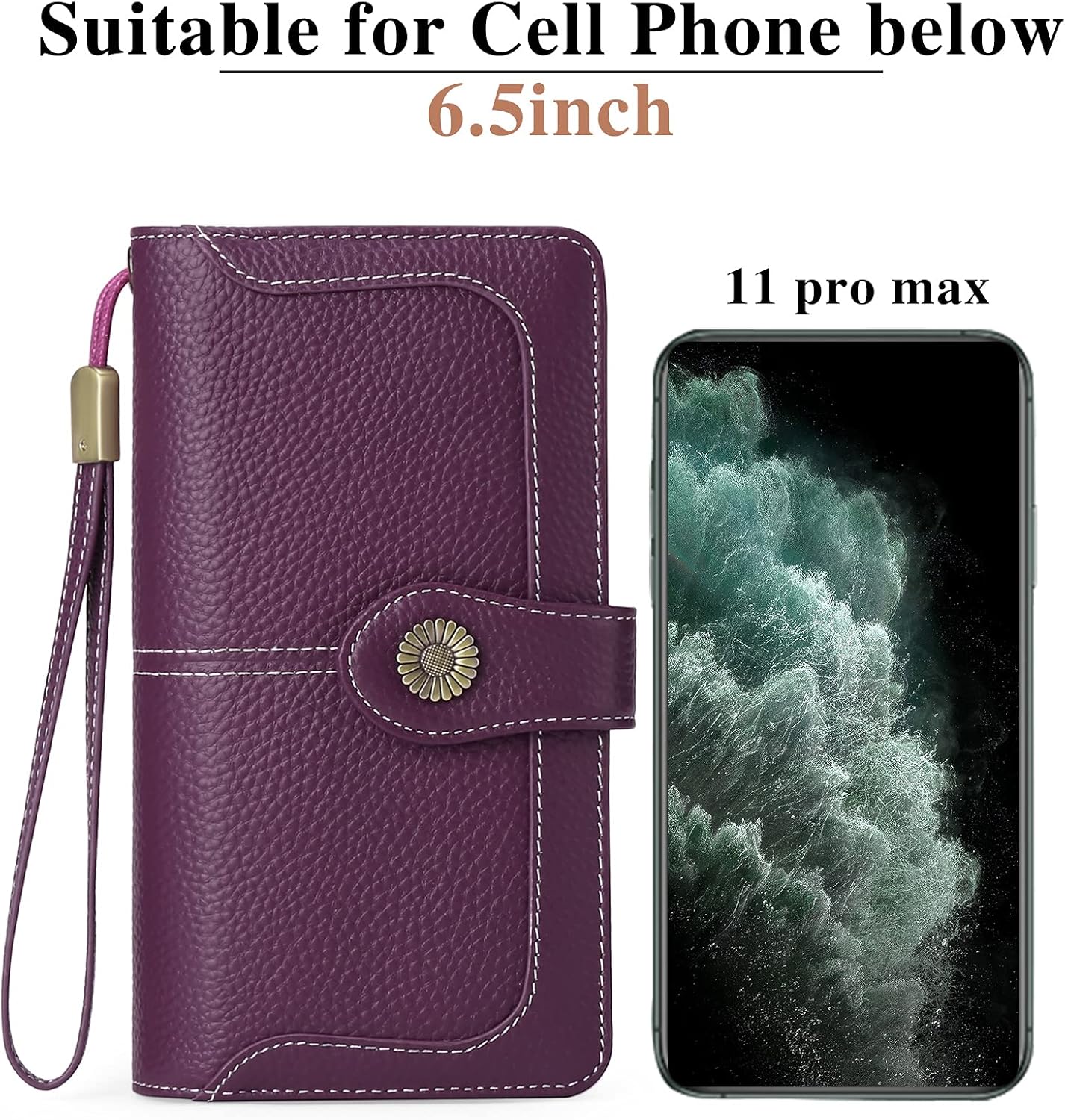 FALAN MULE Women Leather Wallet Large Capacity Bifold RFID Blocking Card Holder with Zipper Coin Pocket - Image 5
