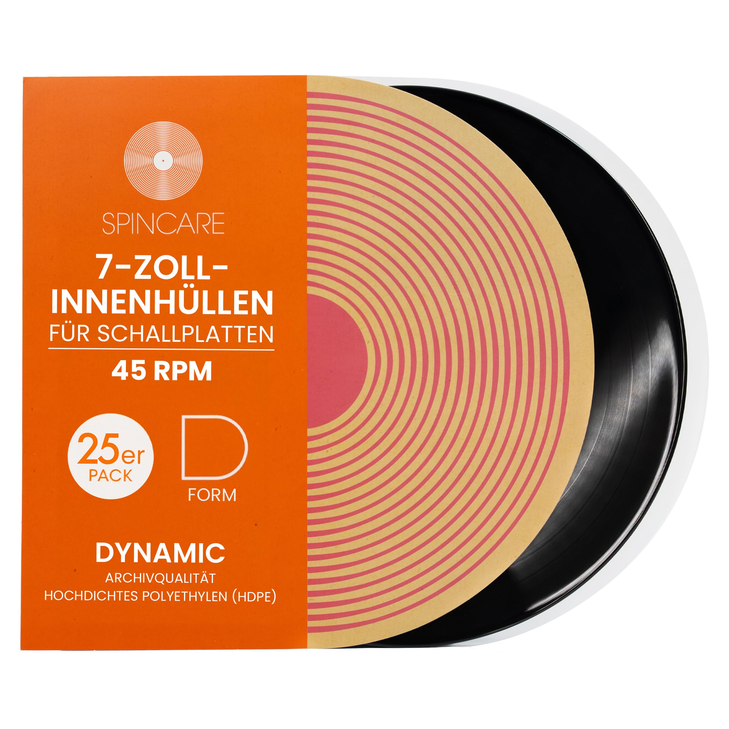 SPINCARE 25x 7 Zoll Dynamic Single antistatische Innenhüllen für Vinyl | Abgerundetem Rand archivfeste HDPE Vinyl Innenhüllen für 7 Zoll 45 RPM Singles
