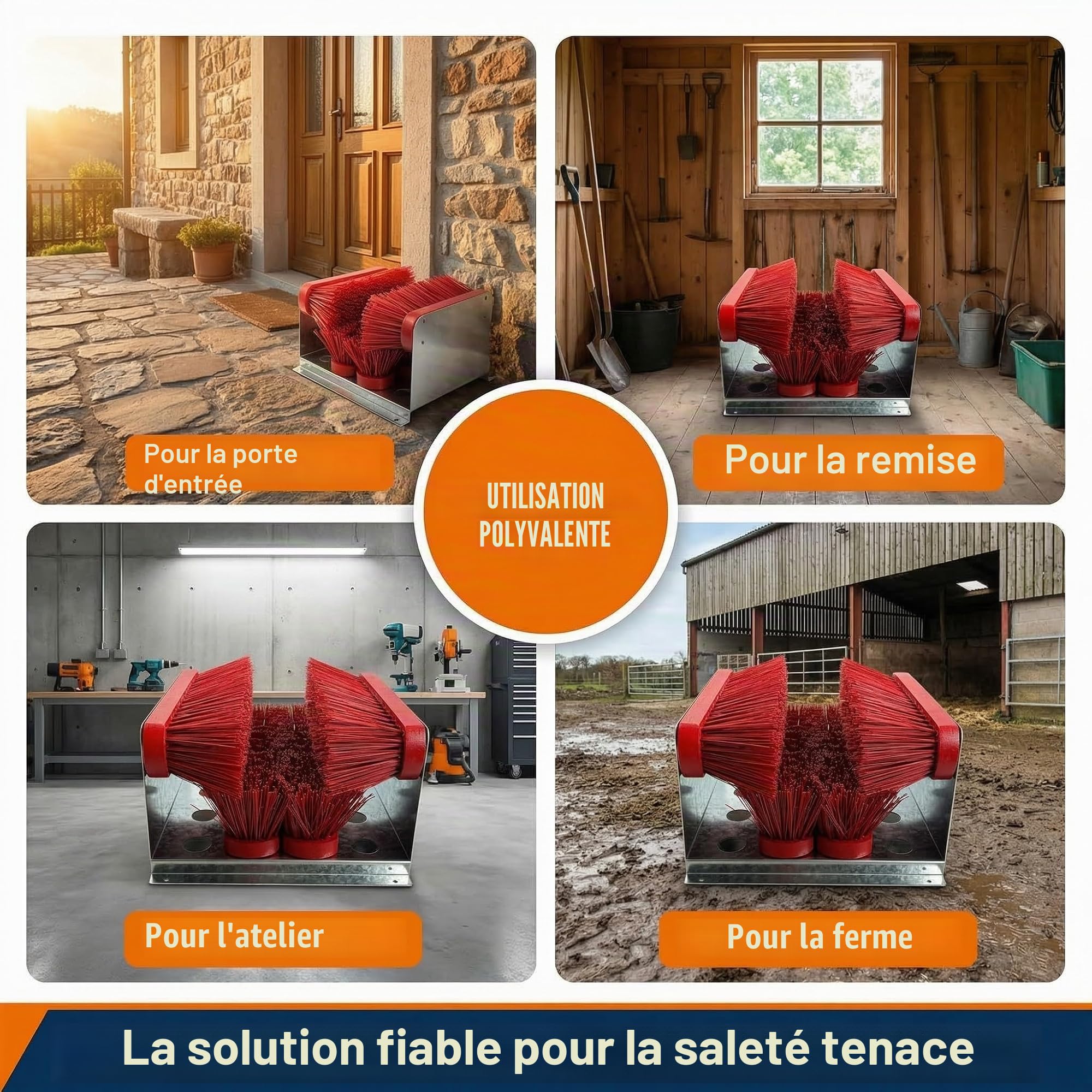 Balayette à Pieds Professionnel - Brosse pour Bottes et Chaussures, Tapis de Brosse Extérieur