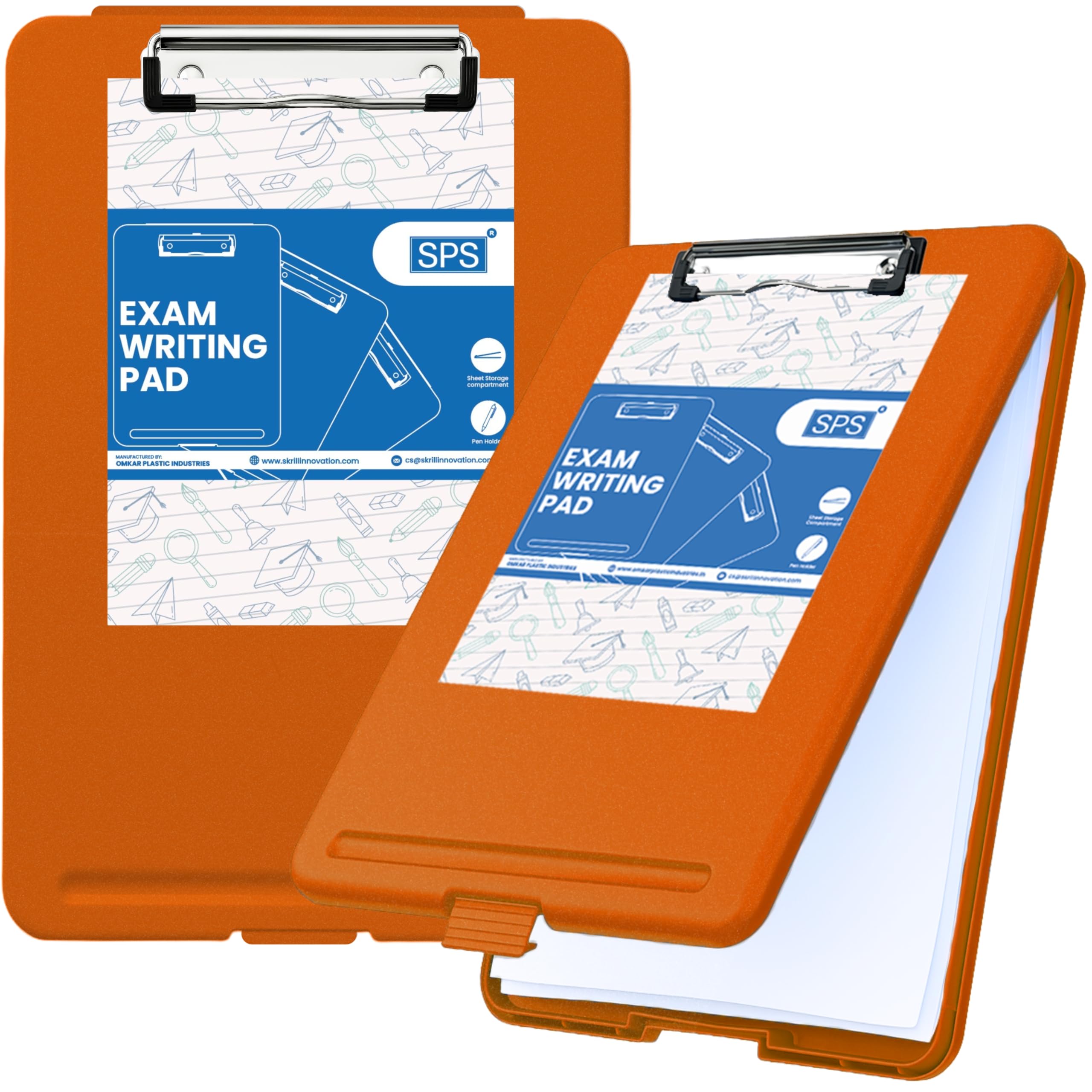 SPS Exampad - Portablocco in plastica formato A4, con portapenne, ideale per scuola, ufficio, viaggi, perfetto per studenti e professionisti, scuola e ufficio