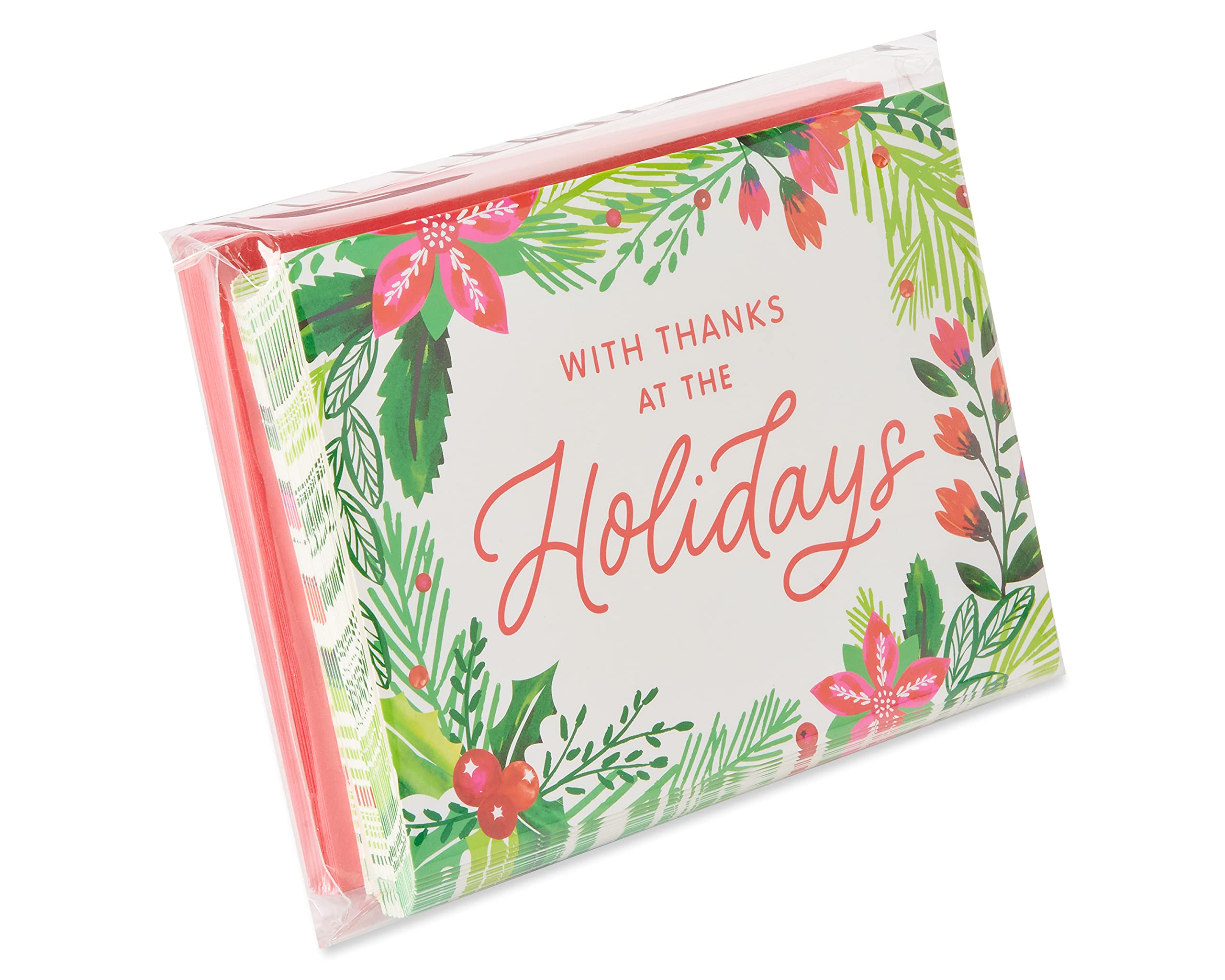 American Greetings Blank Christmas Thank You Cards with Envelopes, Holly (25-Count), 4.875 x 6.125 inch - Image 4