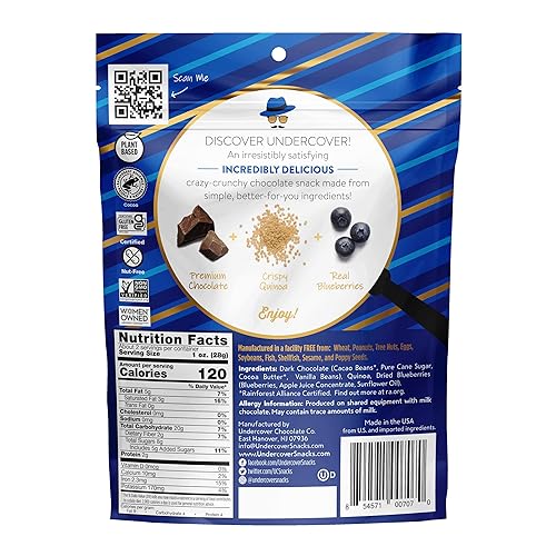 Miniatura 3 de Crisis de quinua de chocolate para debajo de la cubierta variedad de 8 unidades 2 mlk choc, 2 Dk Choc + sal marina, 1 mlk choc + grosellas, 1 Dk