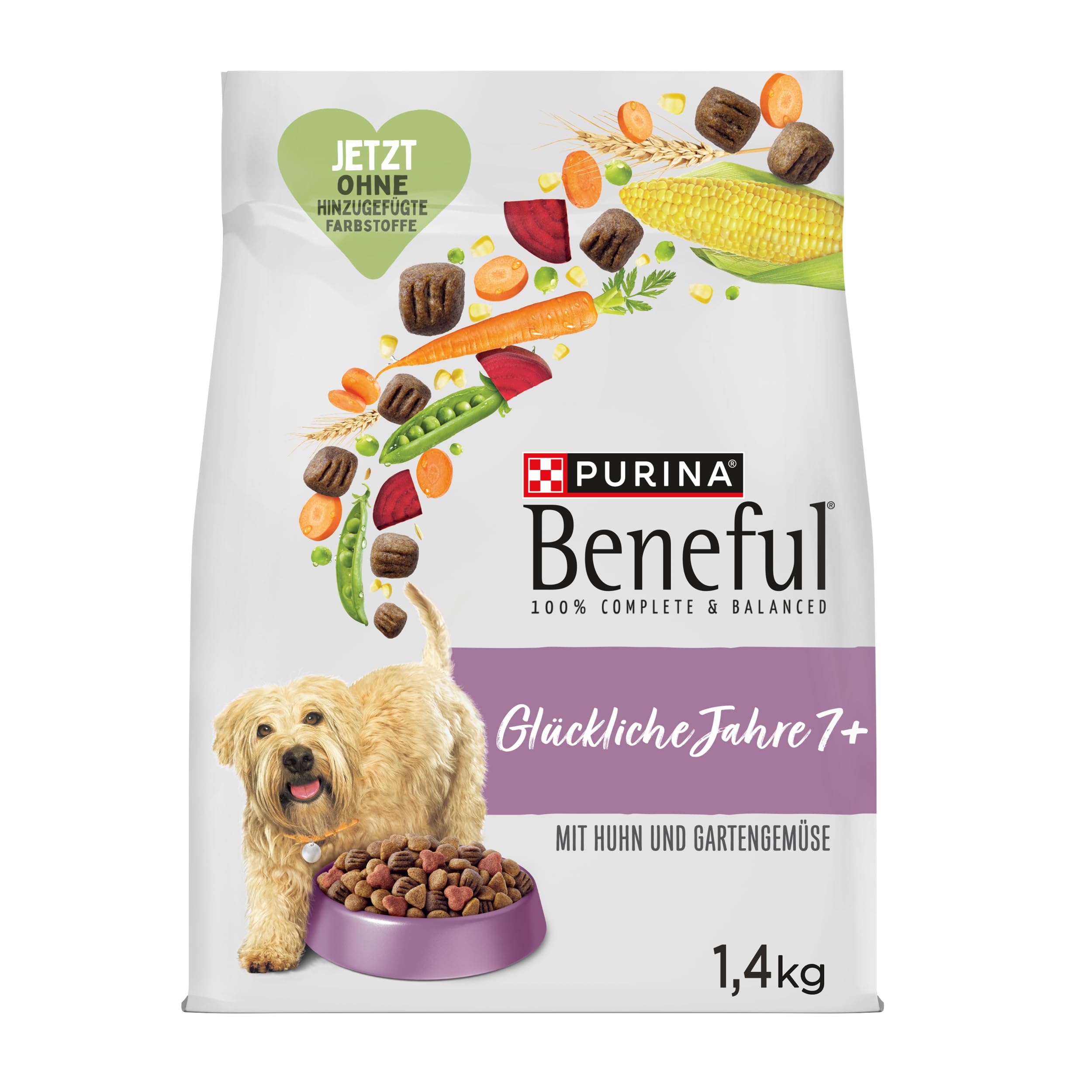 Beneful Glückliche Jahre 7+ Senior Hundefutter trocken, mit Huhn und Gartengemüse, 6er Pack (6 x 1,4kg)
