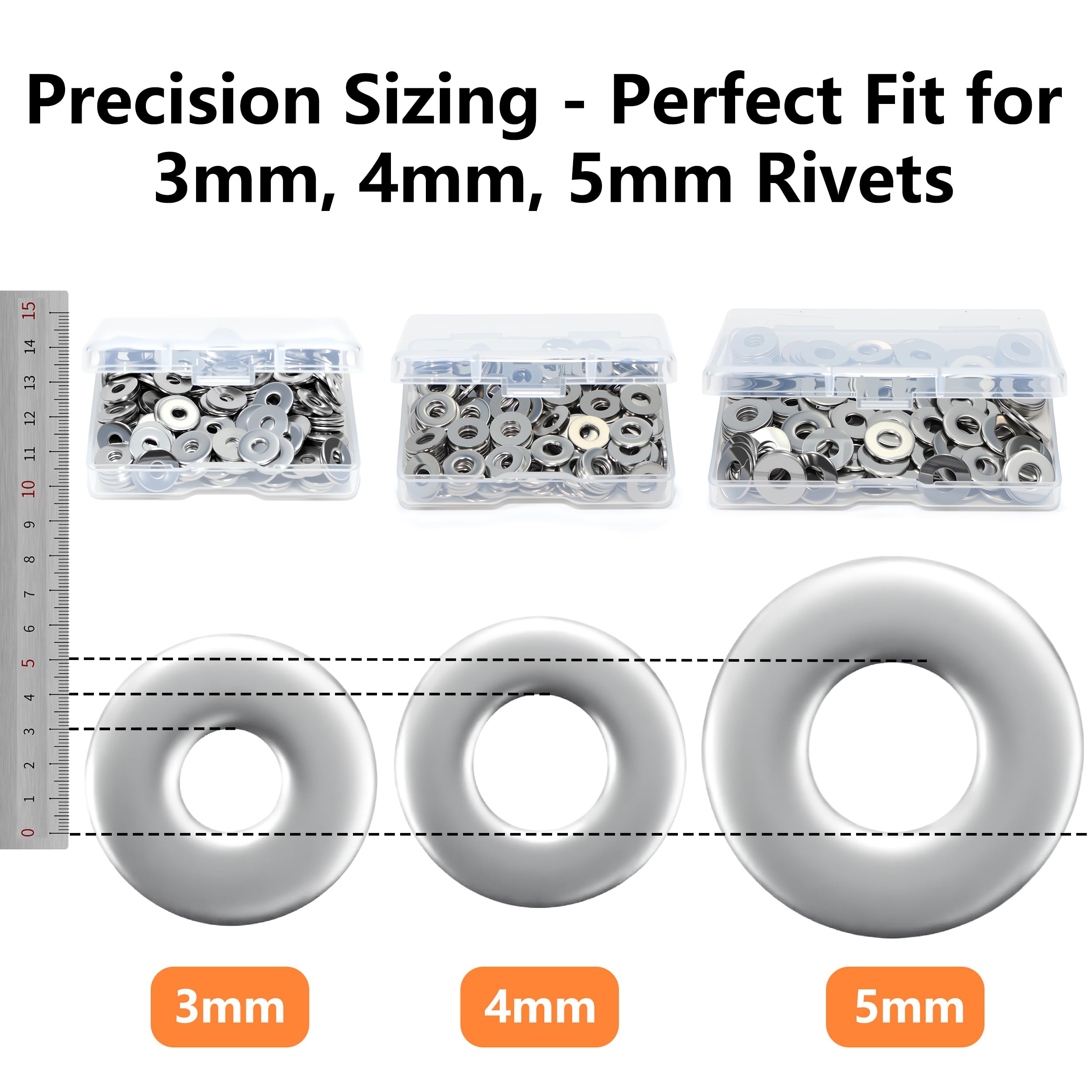 Stainless Steel Rivet Washers - 200 Pack -2