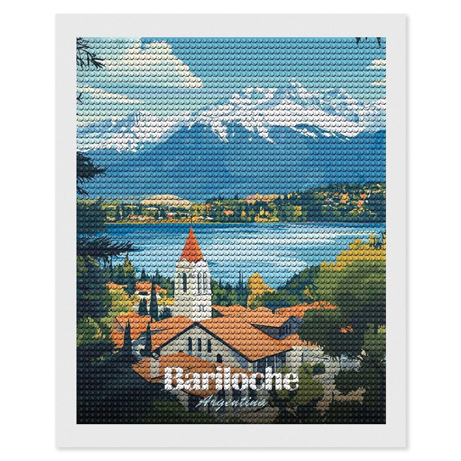 Junmoney Bariloche Argentina Travel (2) Diamond Painting Canvas Set 16"x20", Satisfying Creative Project, Easy to Follow Symbols, Fun Craft Experience