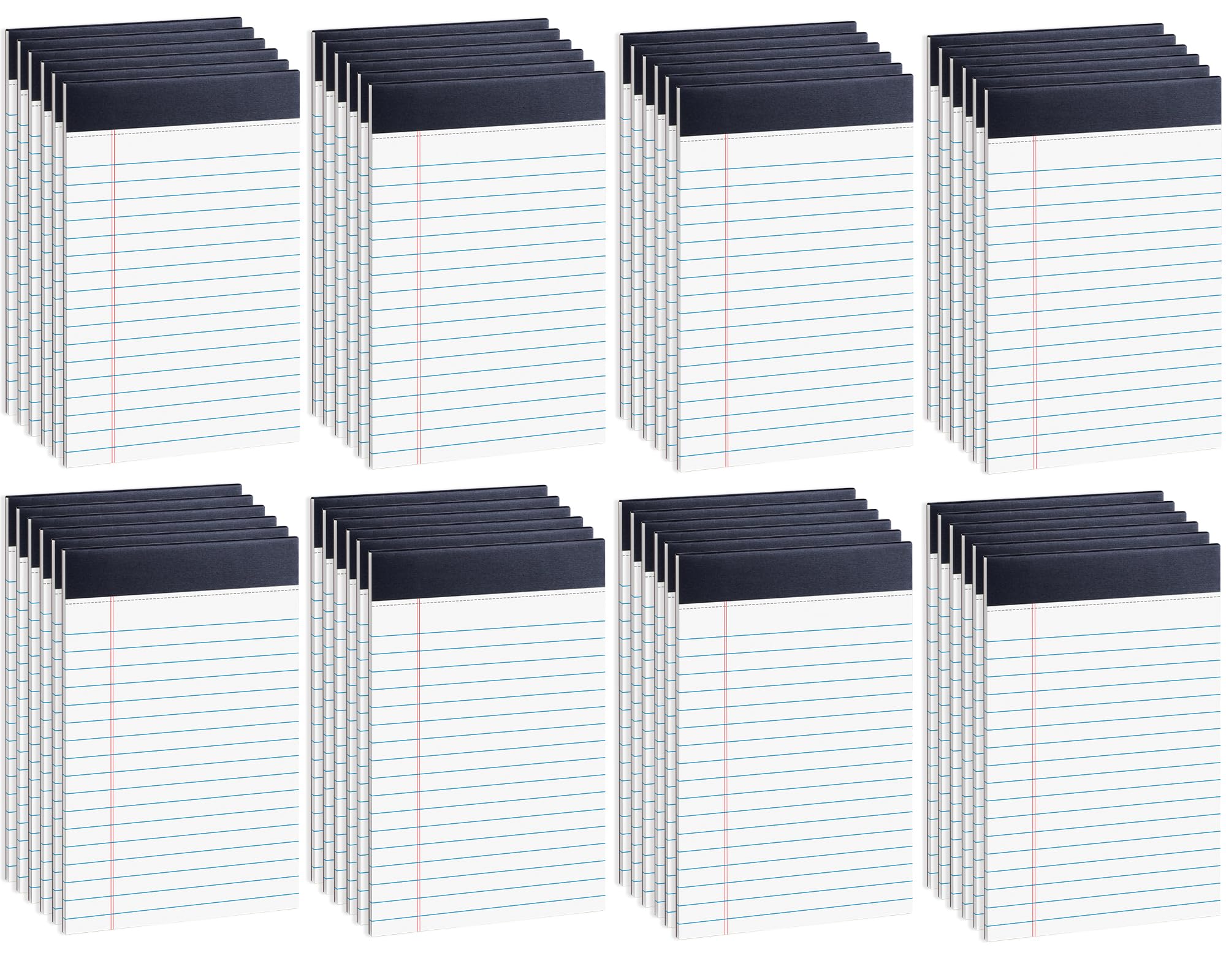 Confezione da 48 blocchetti per appunti legali, 12,7 x 20,3 cm, bianchi, a righe, perforati, per lavoro, studio, lista di appunti quotidiani, quaderni a righe, per ufficio, casa, scuola