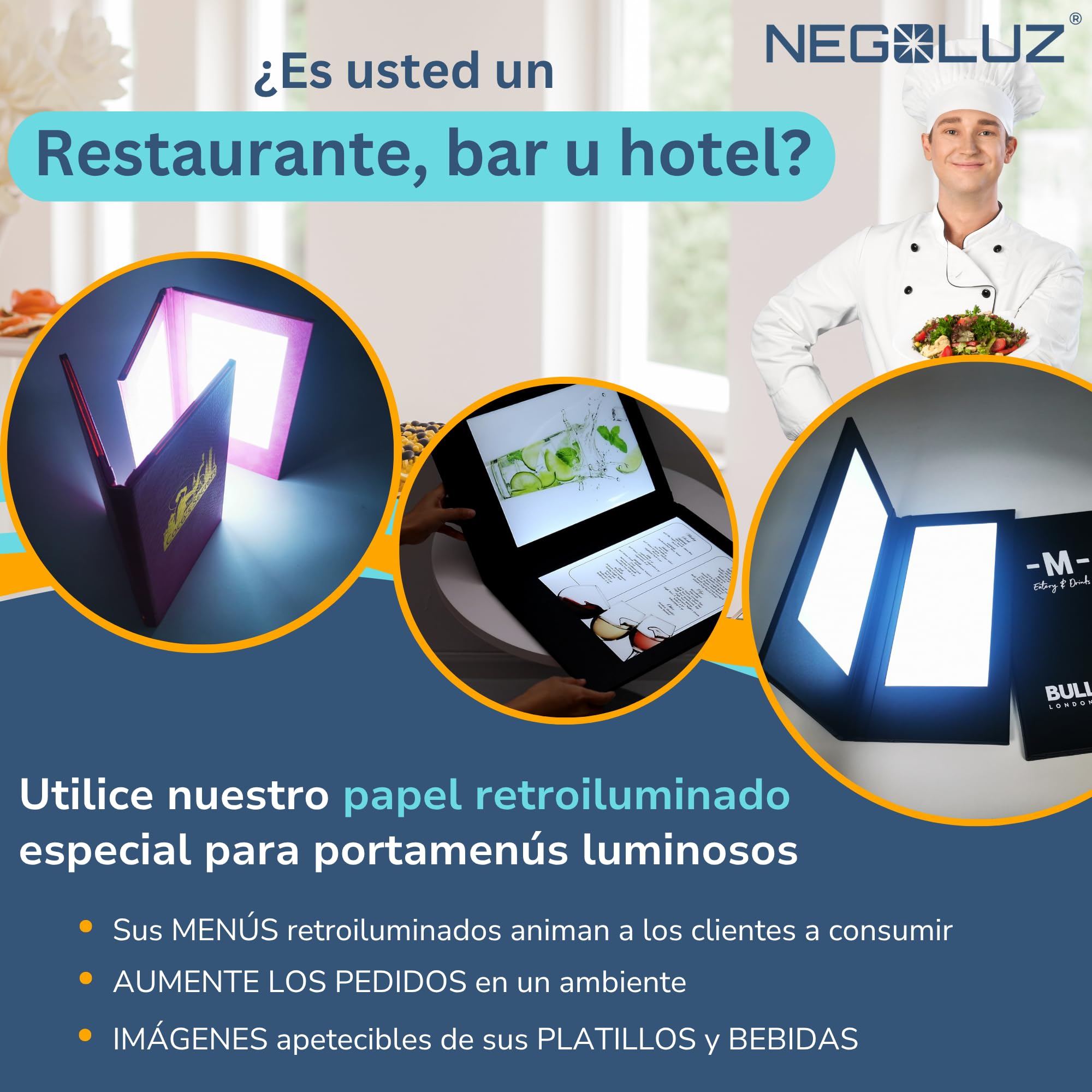 Papel Retroiluminado A4 PRO (100 Hojas) para Caja de Luz LED, Portamenú Luminoso, Escaparate LED. Papel Backlit NegoLuz® para uso Profesional, Compatible con TODAS Impresoras Láser y Tinta