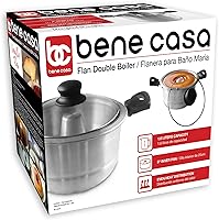 Vista 3 de Bene Casa - Aluminum Flan Mold Double Boiler with Glass Lid (1.6 Liter) - Includes Aluminum Inner Pan (8") - Dishwasher Safe