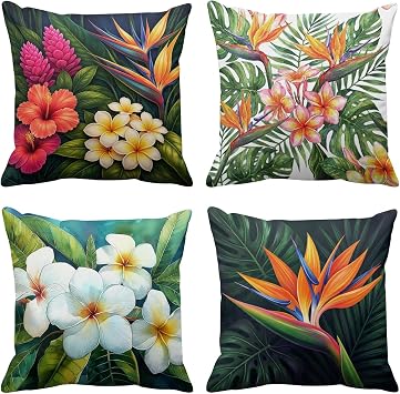 Britimes Throw Pillow Covers Set of 4, 16 x 16 Inch, Floral
