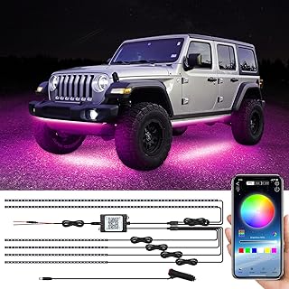 Exterior Car Underglow LED Strip Lights, RGB Neon Accent Lights Kit with Music Mode, Multicolor Waterproof Underbody Led Strip Lights - Wireless Bluetooth APP Control, DC 12-24V