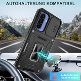 Jshru Coque de protection pour Samsung Galaxy A17 5G/A16 - Protection de l'appareil photo - Avec 2 films de protection d'écran - Norme militaire - Anti-chocs - Anneau en métal à 360° - Noir - 5