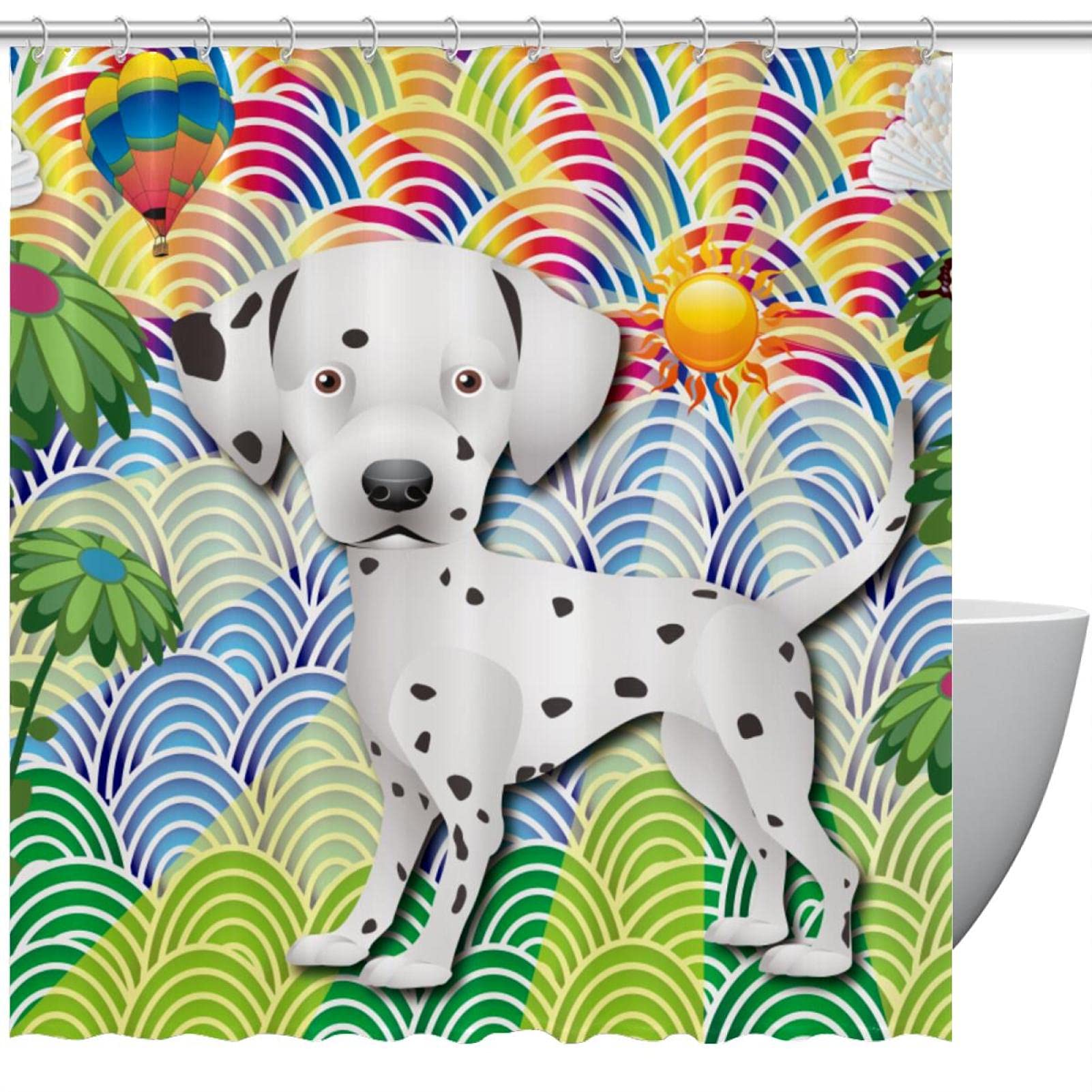 Rideau de douche dalmatien en tissu pour dynamiser la salle de bain