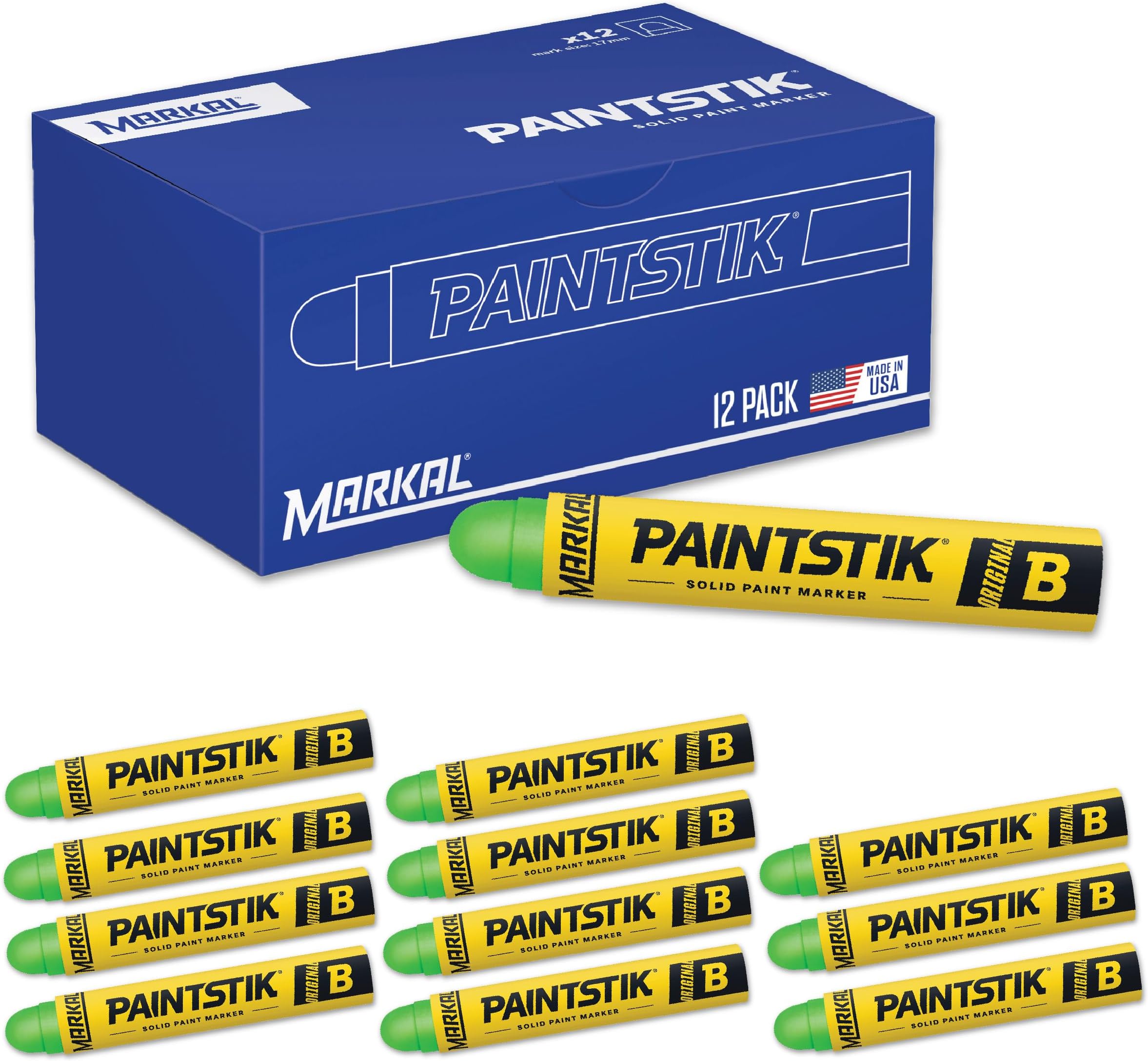 Markal 82836 F Paintstik - Rough Surfaces Solid Paint Marker, Flourescent Green (Pack of 12)