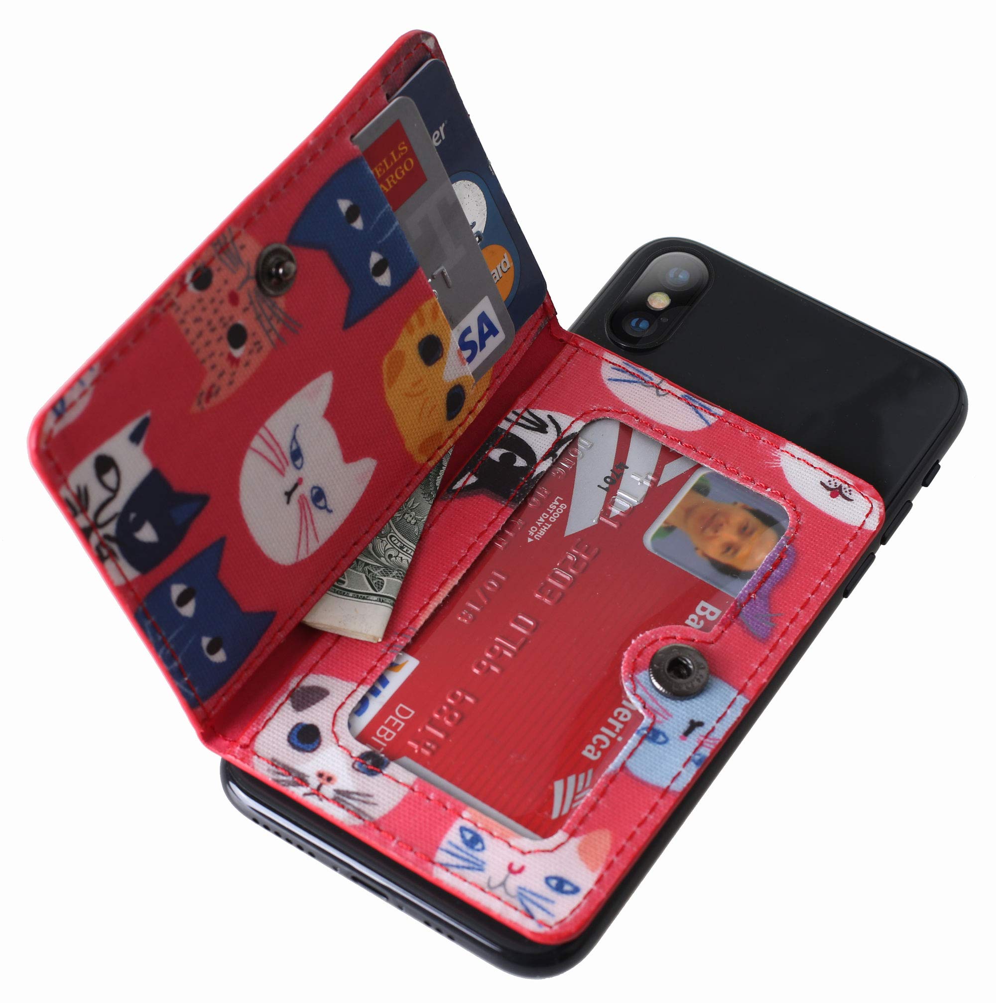 Porte-carte Adhésif Pour Téléphone CheapSunday – Cuir Imperméable, 2 Fentes – Support Rabat Avec Bouton – Pour IPhone 7/8/SE, Galaxy S9/S10