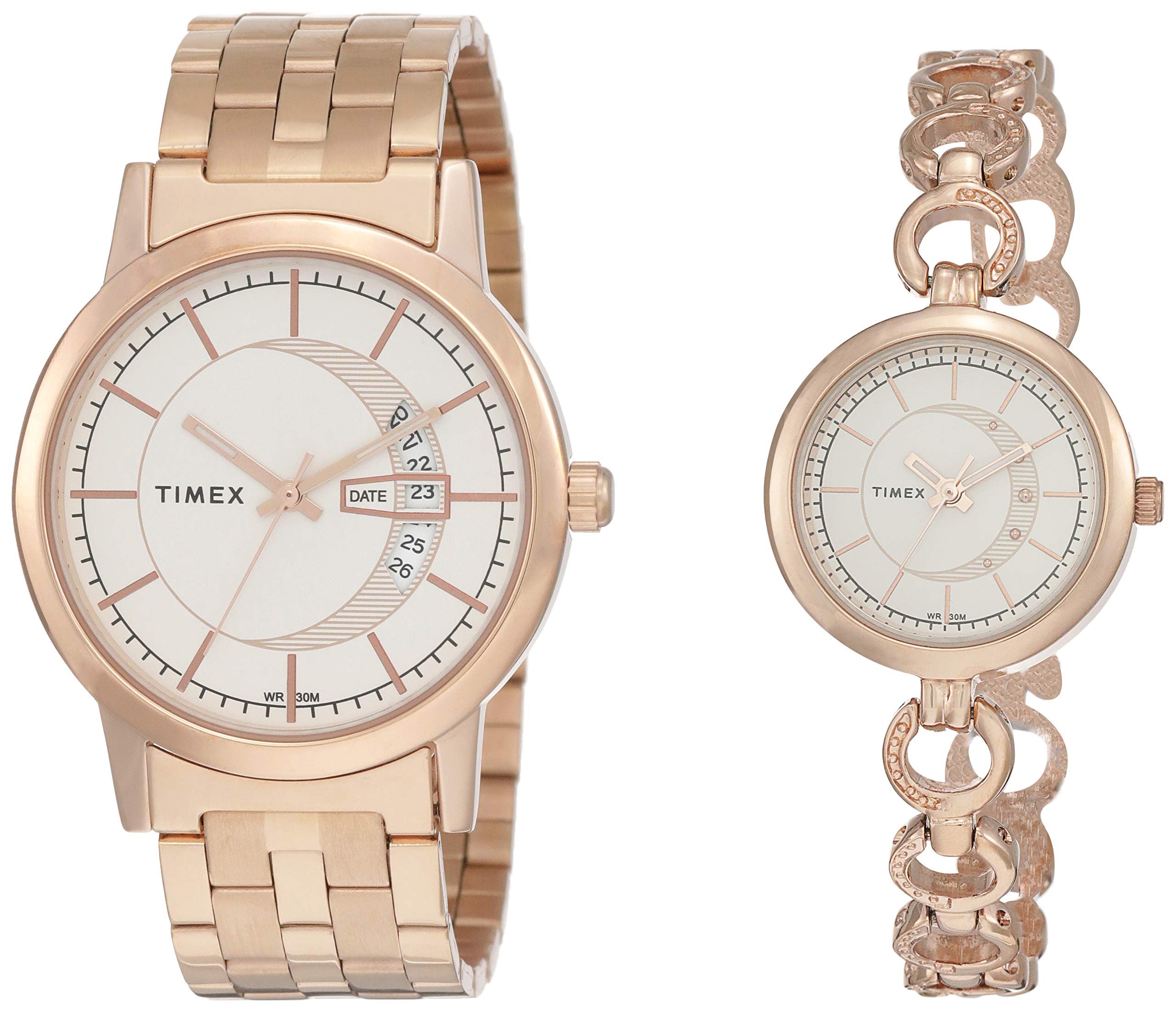 TIMEX Unisex Pairs Analogue Silver Round Dial Watch - TW00PR231 (B07QR5DC9L) Amazon Price History, Amazon Price Tracker