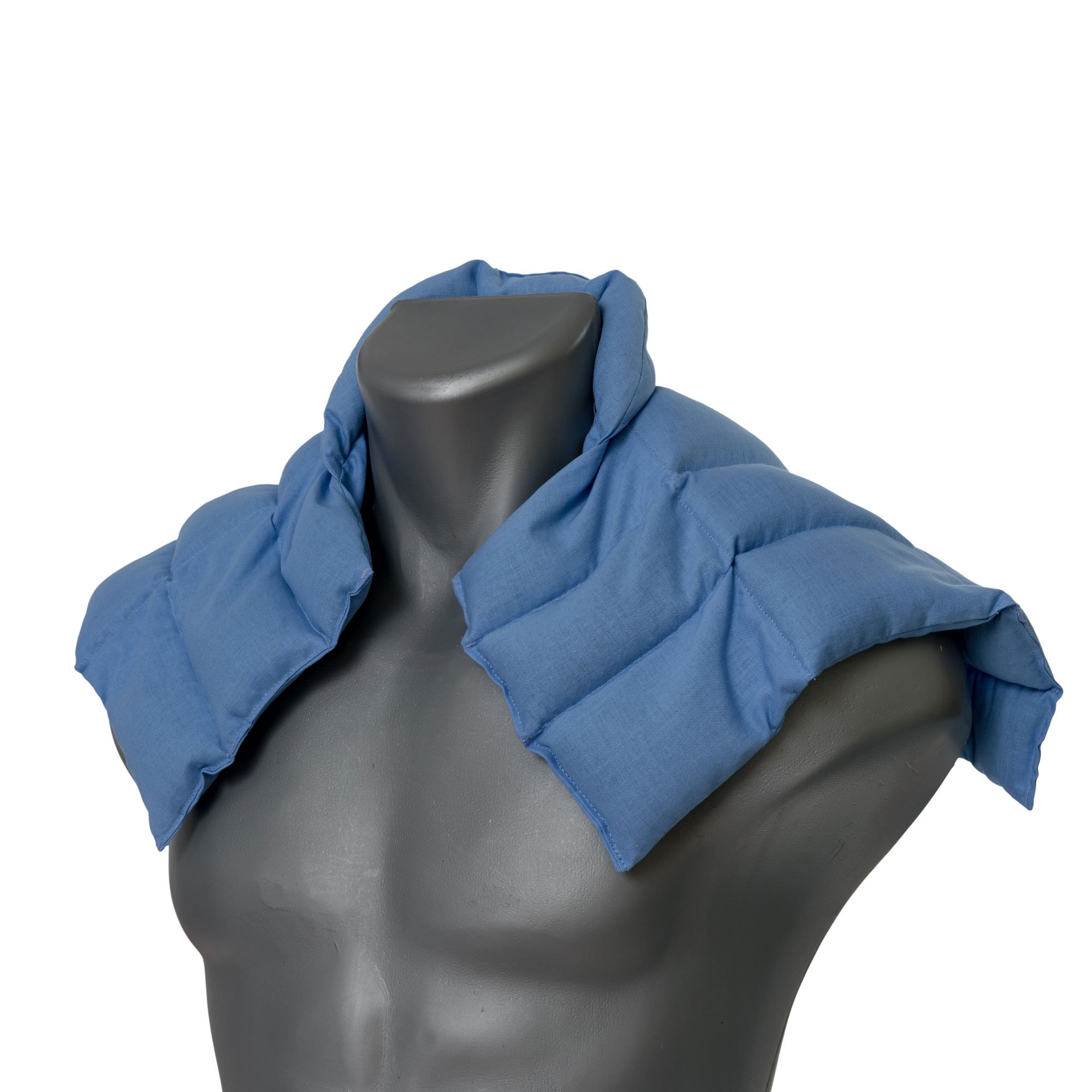 Cuscino termico cervicale XL con farro bio, per collo, spalle e schiena. (blu chiaro, Farro bio) Cuscino termico utilizabile caldo e freddo, riscaldabile nel mircoonde e forno