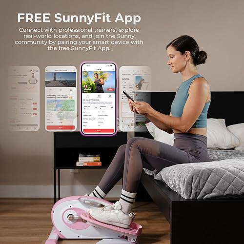 Miniatura 3 de Sunny Health & Fitness Ejercitador elíptico sentado debajo del escritorio, máquina portátil de entrenamiento de pedal para ejercicio de personas