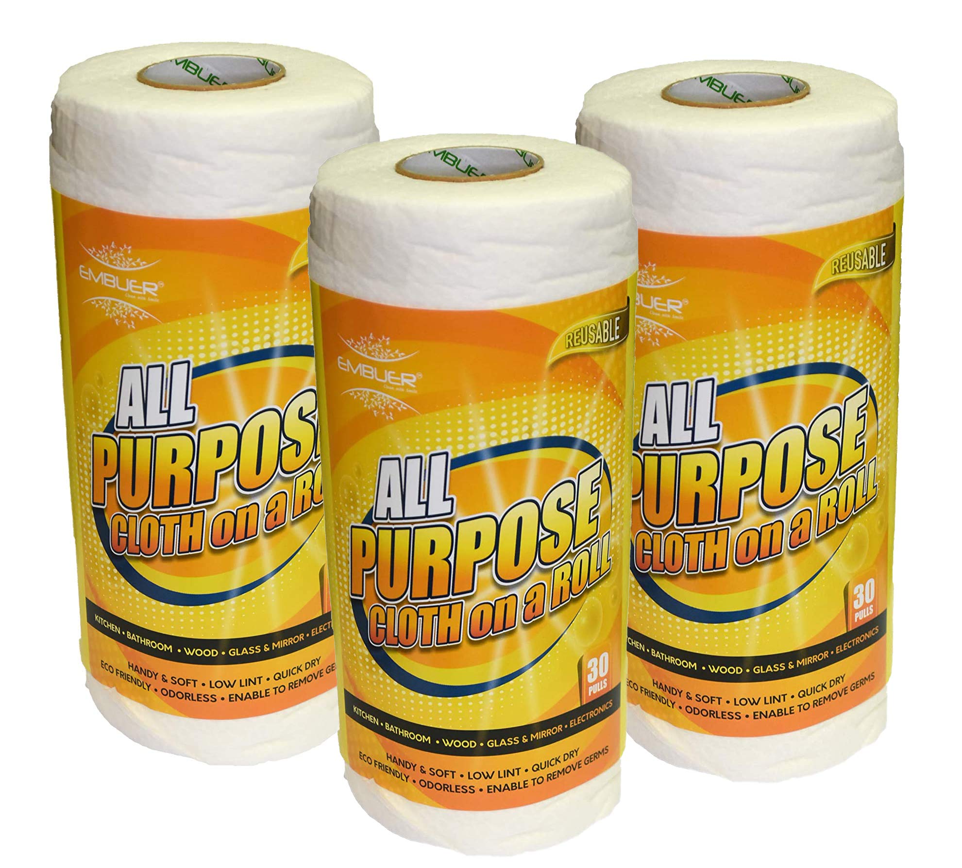 NCJ Reusable All purpose Cleaning Multi Pack Cloths 3 x Roll 30 sheets per poll (90 Sheets)