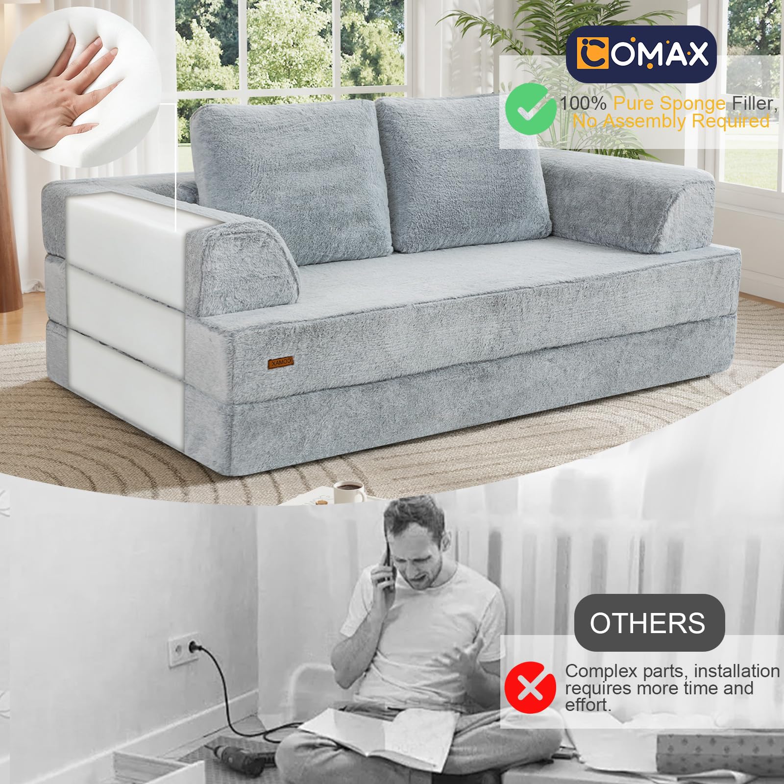 Amazon.com: COMAX Futon Sofa Bed, Convertible Sofa Bed, Folding