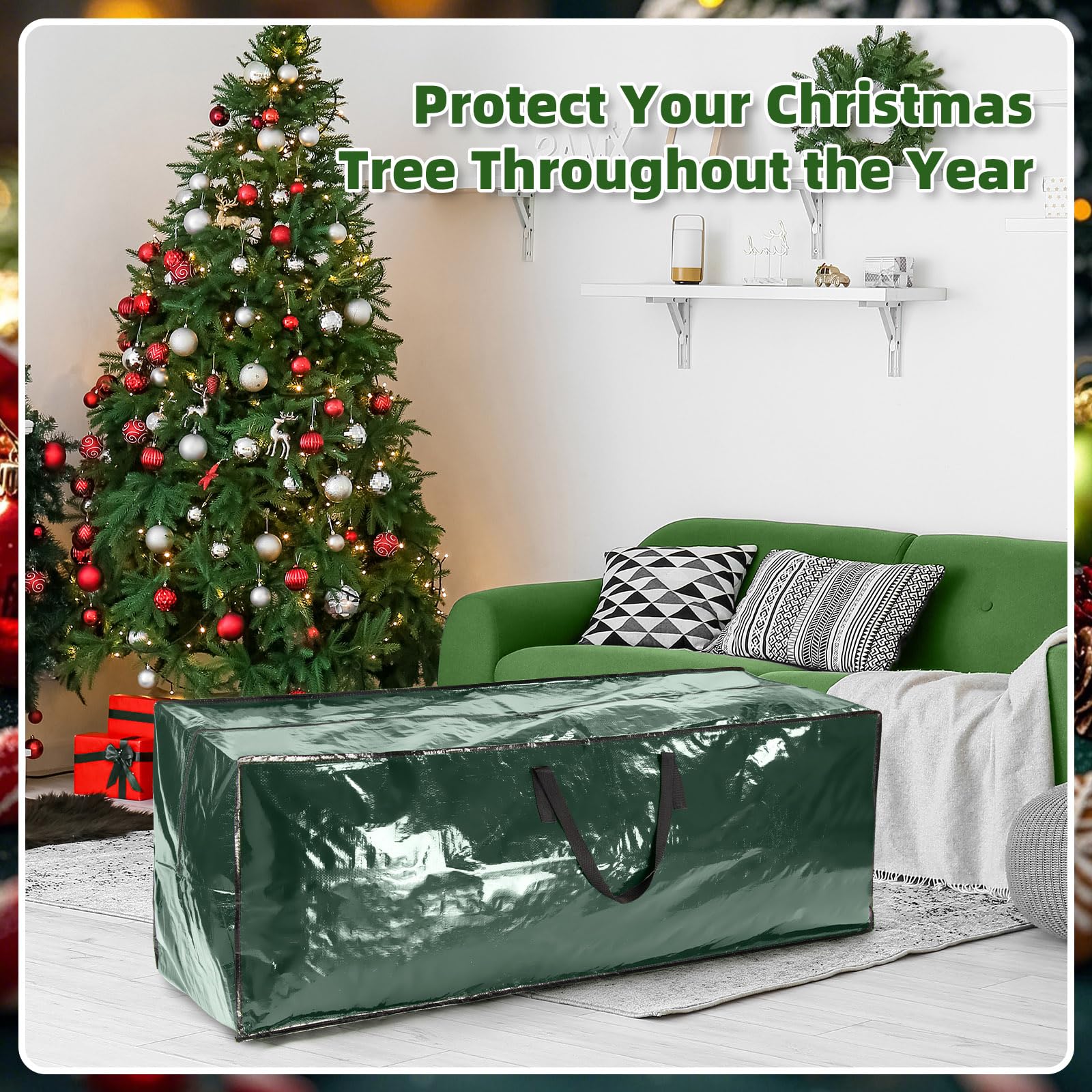 Set 2 Borse Porta Albero Di Natale Jumbo - Per Alberi Fino A 2,7m, Con Cerniera