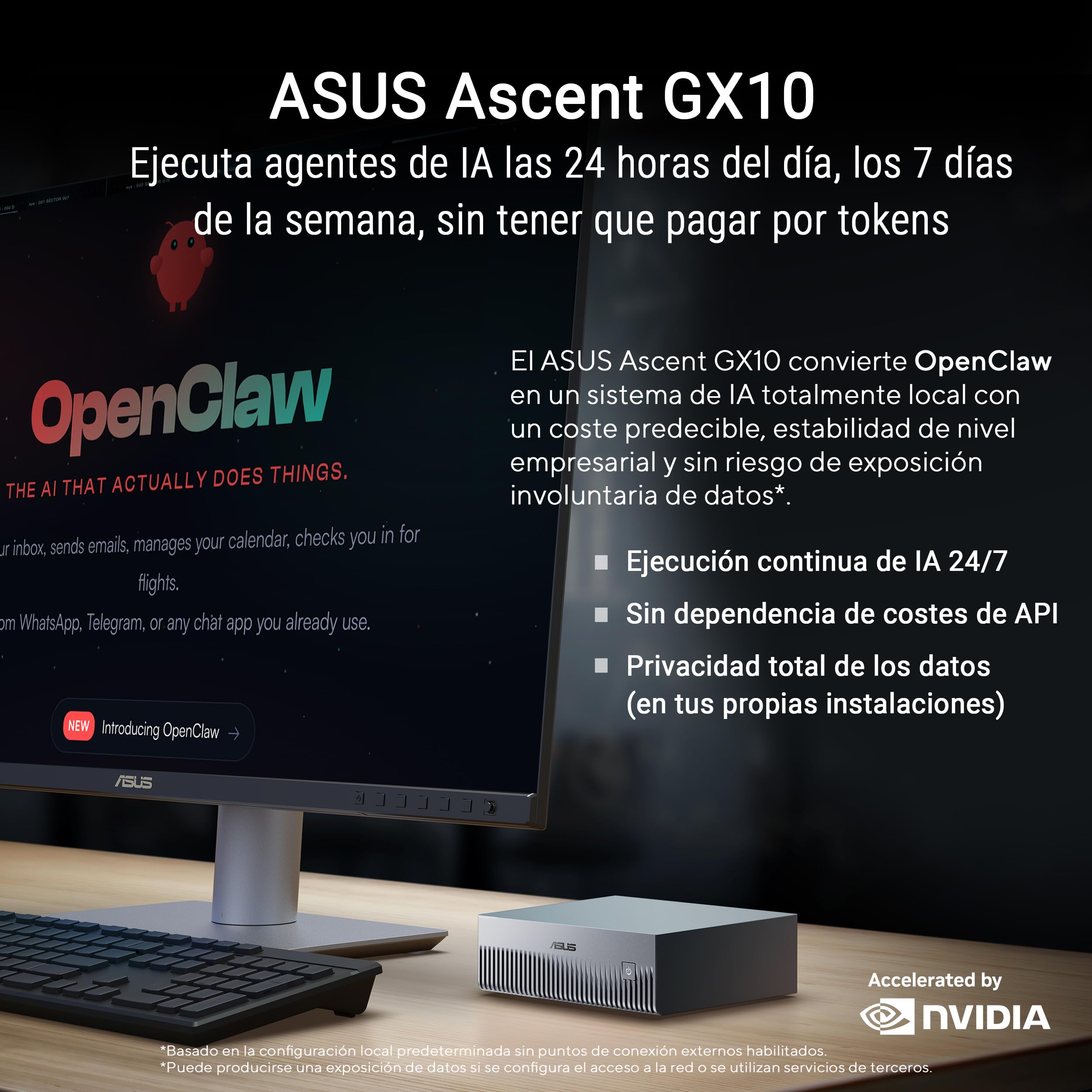 ASUS Ascent GX10 Ordenador de sobremesa 128GB LPDDR5X 1TB SSD NVIDIA GB10 Blackwell GPU